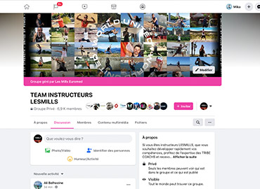 Groupé fermé facebook instructeurs LES MILLS